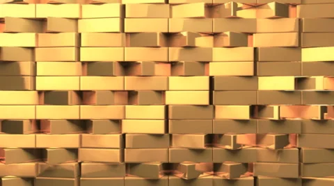 Dynamic golden triangle bricks wide wall Stock-Footage 49681750