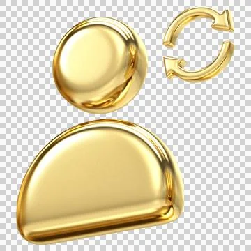Dynamic golden user icon with refresh arrows for synchronization and profil.. Stock Illustration
