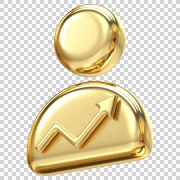 Dynamic golden user profile icon with upward graph representing success and.. Stock Illustration
