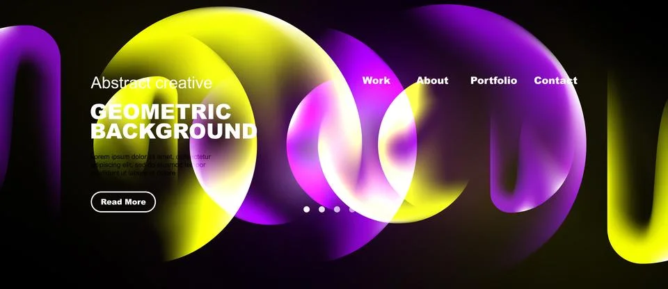Dynamic gradients create flowing shapes. Text overlays promote website Stock Illustration