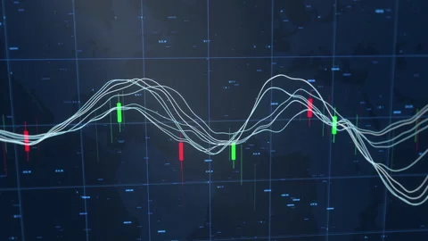 Dynamic graph animation with value markers showing decrease and increase 库存影片 130817791