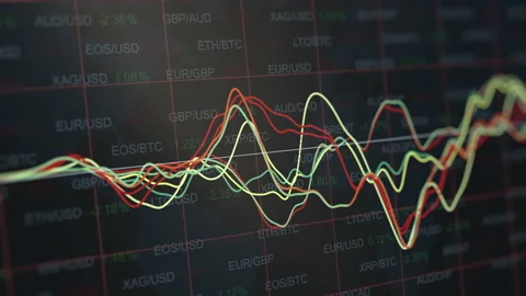 Dynamic graph animation with value markers showing decrease and increase 库存影片 130817806