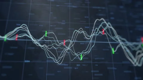 Dynamic graph animation with value markers showing decrease and increase 库存影片 130817860