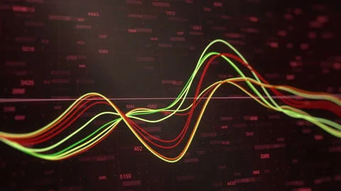 Dynamic graph visualization showing increase or decrease of global econoimics Stockbeeldmateriaal 130817940