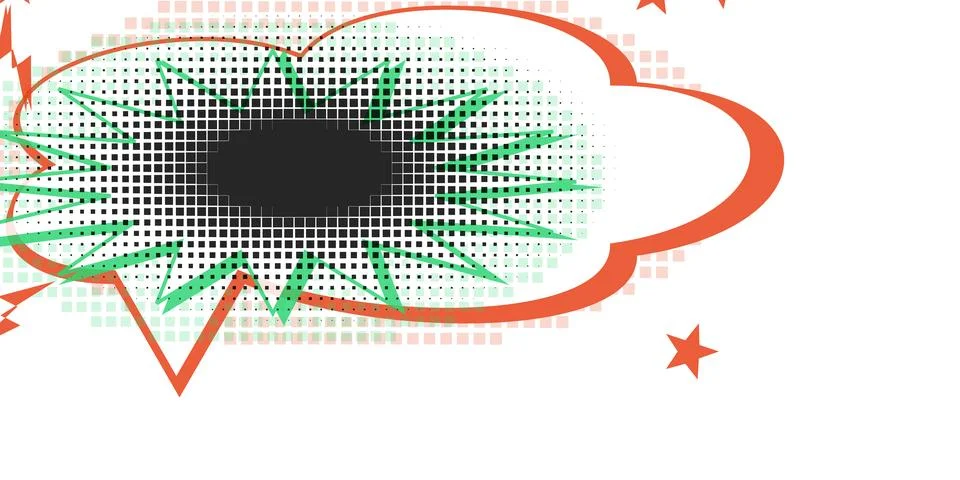 Dynamic Graphic Burst in Abstract Speech Bubble Illustration with Pop Art Sty Stock Illustration