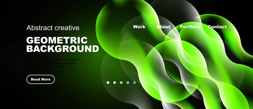 Dynamic green abstract background. Modern design features flowing shapes, tex Stock Illustration