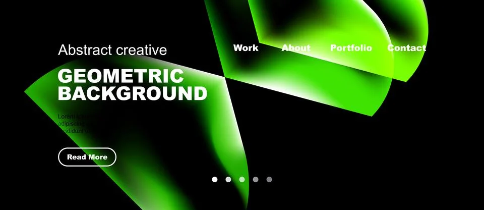 Dynamic green abstract design. Geometric shapes, text overlays, navigation Stock Illustration