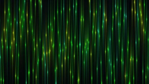 Dynamic green and yellow light streaks descend against a dark backdrop Stock Footage 325252180