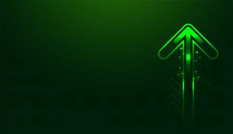 Dynamic green Arrows on a dark background illustrate growth, upward directi.. Stock Illustration
