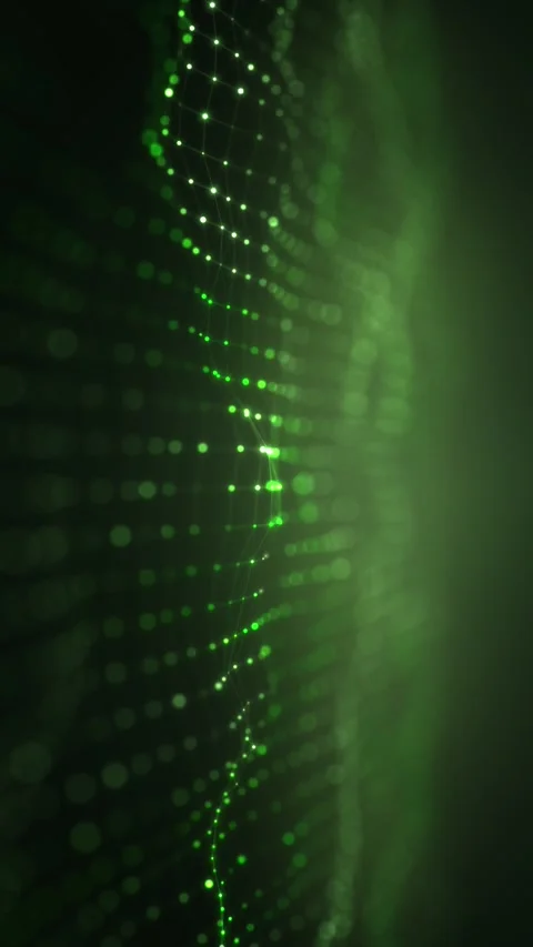 Dynamic green dots connecting lines glowing, flowing abstract digital motion  Stock-Footage 304740481