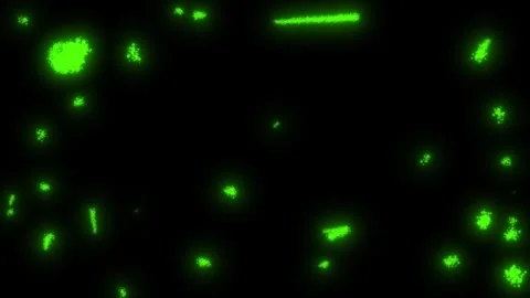 Dynamic green dots with neon glow on a black screen. Stock overlay video with Stock-Footage 334659240
