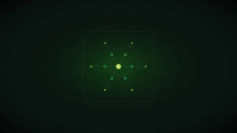 Dynamic green geometric pattern with light elements in motion Stock Footage 337301740