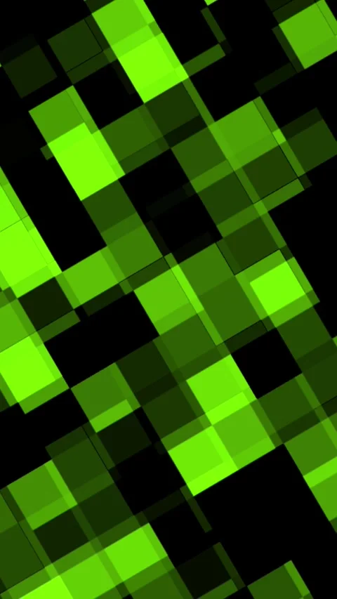 Dynamic green geometric shapes and pixels flowing across a black screen Stock Footage 339354859