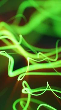 Dynamic green glowing light trails creating energetic abstract motion acros.. イラスト素材