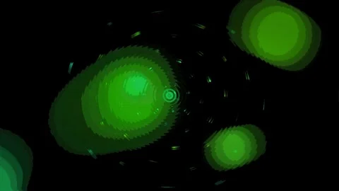 Dynamic Green Glowing Orbs Floating Through Dark Space Vídeo Stock 336776169