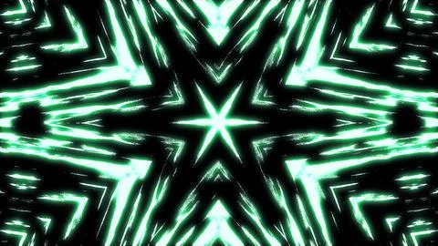 Dynamic green glowing pattern forms a six point star with radiating lines Stockillustratie