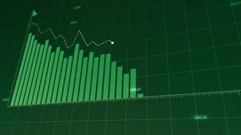 Dynamic green graph analysis, showcasing increased profits and decreased loss 库存影片 296186148