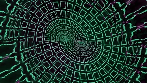 Dynamic green grid pattern with swirling lines and shapes Stock Footage 339868669