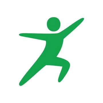 (Dynamic Green Human Figure Icon. Vibrant emerald silhouette depicts a pers.. Illustrazione stock