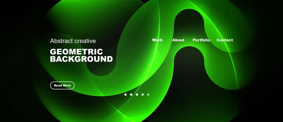 Dynamic green layers create abstract geometric background. Text elements pr.. Stock Illustration
