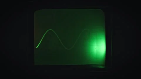 Dynamic Green Light Curve on Oscilloscope Screen Stock-Footage 301541371