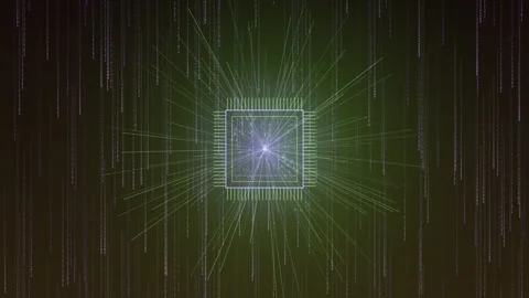 Dynamic Green Lines Emanate from Central Square Video stock 326992022