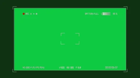 A dynamic green screen recording template with camera UI and timer. Stock Footage 306772980