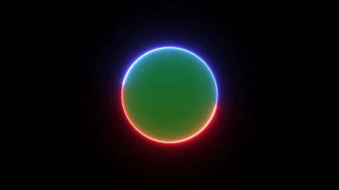 Dynamic green sphere surrounded by red and blue neon light Stock-Footage 346490673