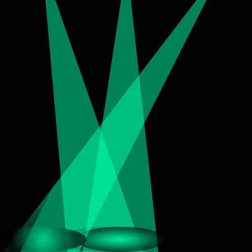 Dynamic Green Spotlight Beams Illuminating a Dark Stage for Dramatic Theatr.. Stock Illustration