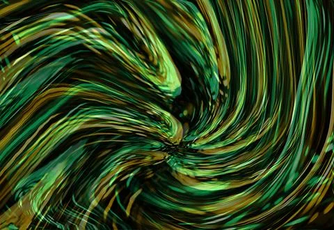 Dynamic green vortex swirl with flowing lines and liquid textures, evoking .. 스톡 일러스트