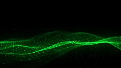 Dynamic green wave of particles and lines. Abstract futuristic background. Stock Footage 310296592
