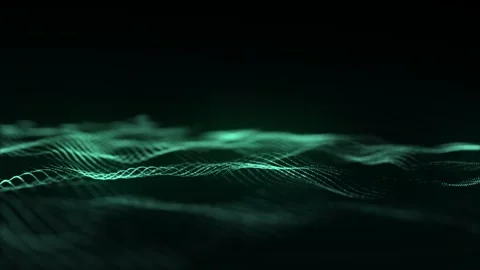 Dynamic green wave of particles and lines. Abstract futuristic background. Stock Footage 310297894