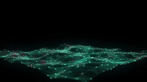 Dynamic green wave of particles and lines. Abstract futuristic background. Stock Footage 310298979