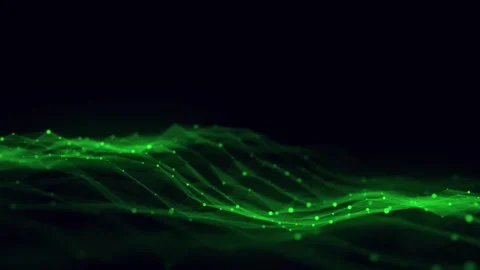 Dynamic green wave of particles and lines. Abstract futuristic background. Stock Footage 310302481