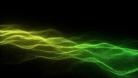 Dynamic green wave of particles and lines. Abstract futuristic background. Stock Footage 310323281
