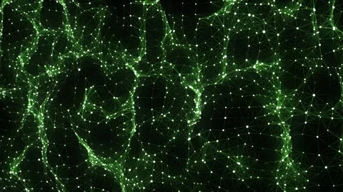 Dynamic green wave of particles and lines. Abstract futuristic background. Stock Footage 310323863