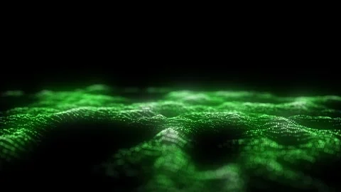 Dynamic green wave of particles and lines. Abstract futuristic background. Stock Footage 310323864