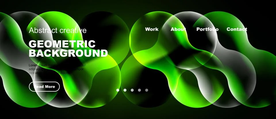 Dynamic green waves form abstract backdrop. White text highlights geometric Stock Illustration