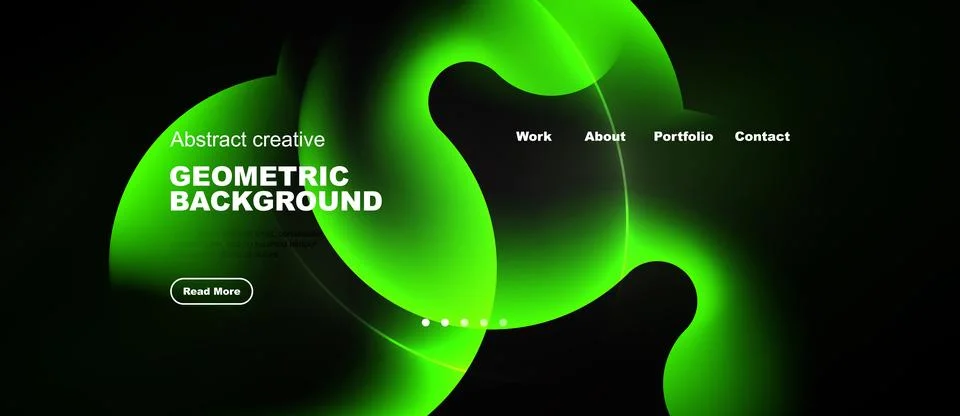 Dynamic green waves form abstract backdrop. Text highlights geometric design, Stock Illustration