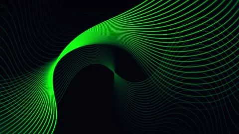 Dynamic Green Wavy Lines Forming Abstract Shape on Black Stock Footage 327478374