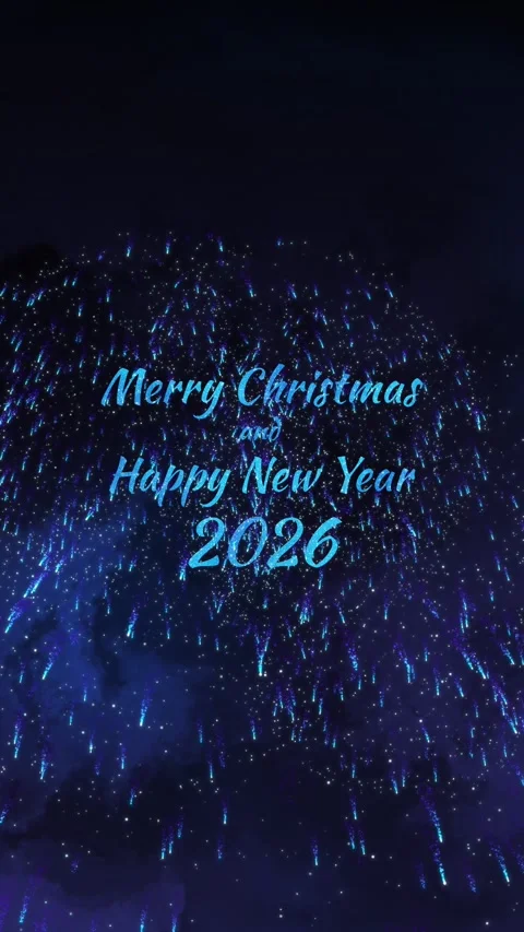Dynamic greeting card background, Merry Christmas and Happy New Year 2026, vi 動画素材 321839791