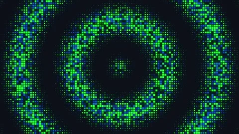 Dynamic Grid Bloom Glowing Square Spiral Loop in Blue and Green Stock Footage 312455825