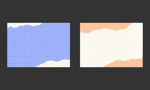 Dynamic Grid Paper Backgrounds with Ripped Edges in Cool Blue and Warm Oran.. Stock Illustration
