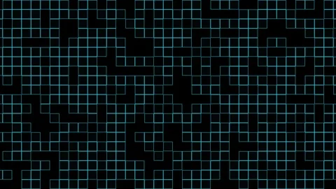 Dynamic grid pattern with blue lines on black background Stock Footage 338395813