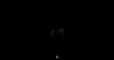 Dynamic Ground Impact Fire Explosion Against Black Screen Видео 333729071