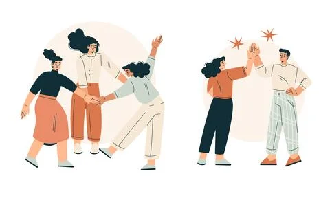 A Dynamic Group Interaction Illustration tailored specifically for the Modern Stock Illustration