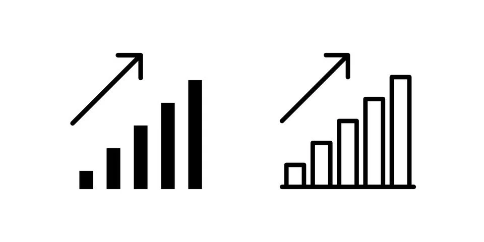 Dynamic growth and increase arrow icons perfect for analytics dashboards, b.. Stock Illustration