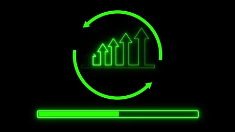 Dynamic growth and progress represented by upward arrows in a circular flow Video stock 337367944