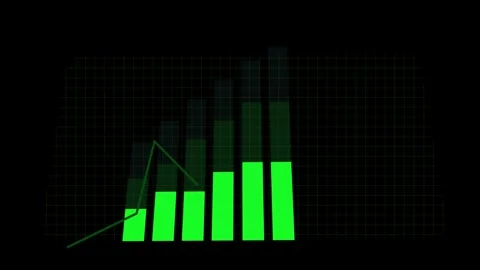 Dynamic growth chart animation green black financial progress business tech.. Stock Footage 321455977