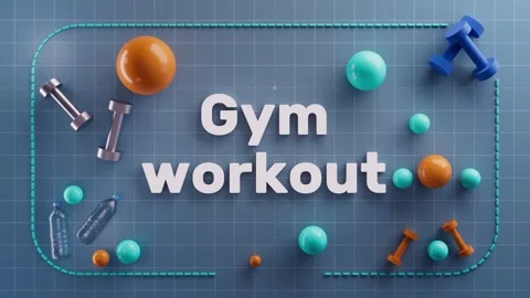 Dynamic gym workout scene showcasing vibrant fitness equipment and playful Stock Footage 323917868
